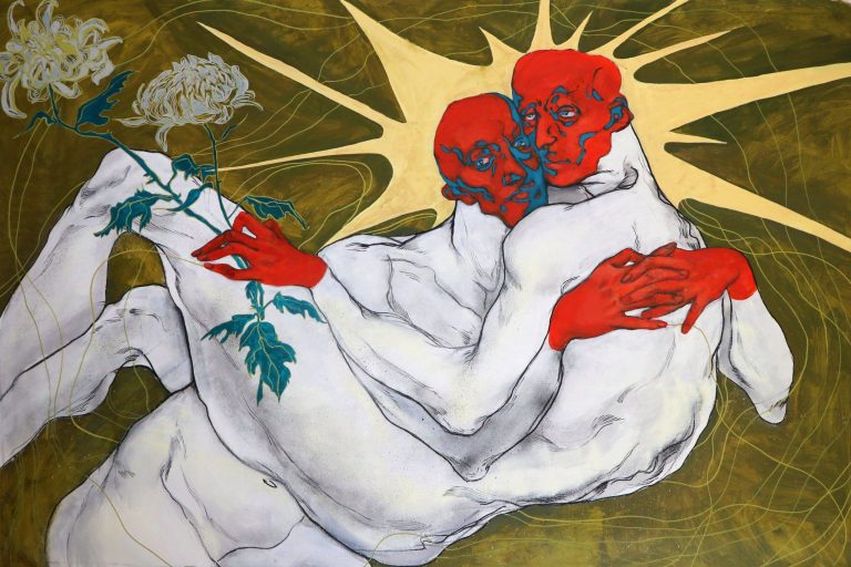 Chrysanthemums by Zhenia Machkovska, 100 × 150 cm