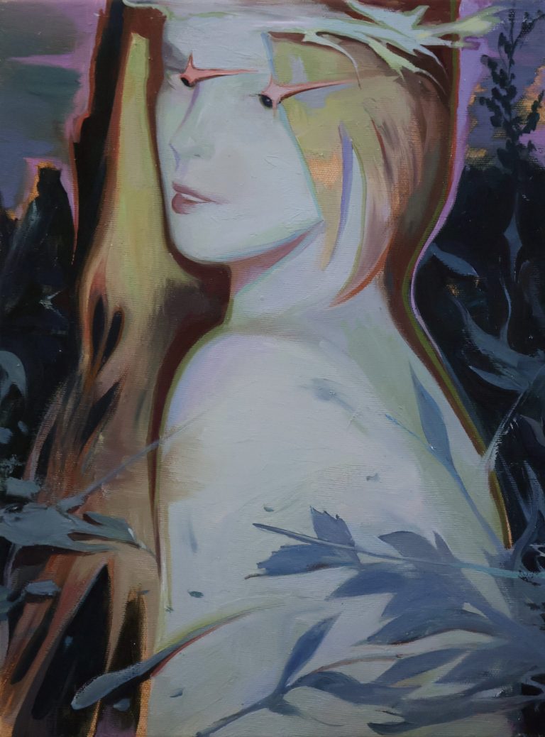 Girl with a Wreath by Stefan Stoikov, 40 × 30 cm