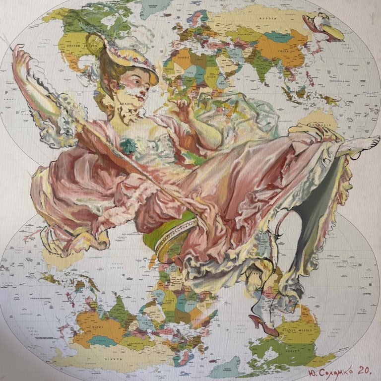 Homage to Fragonard by Yurii Solomko, 100 × 100 cm